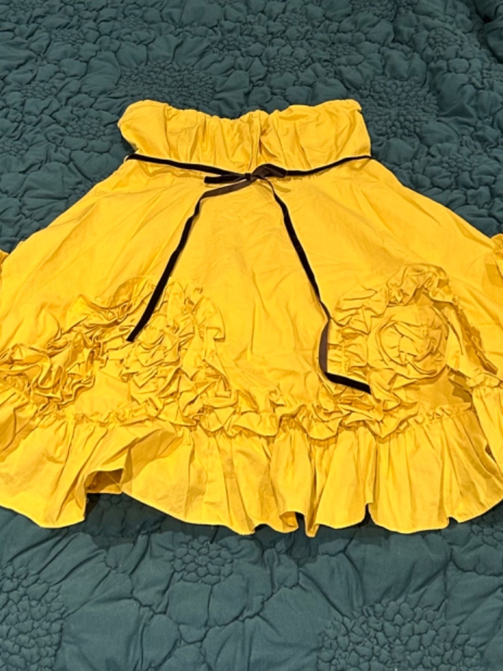 Ryu Strapless Yellow Ruffle Hem Sundress size Large - Picture 5 of 7